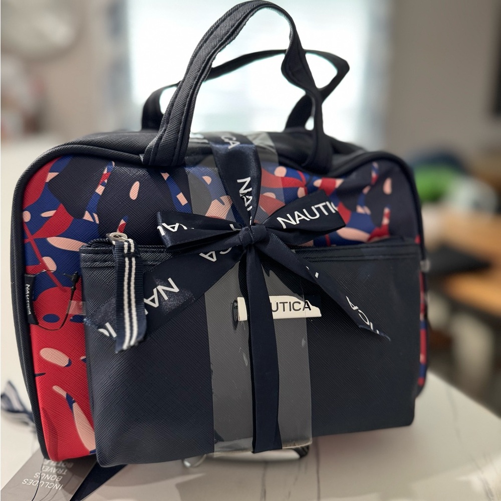 Nautica Navy and Red Cosmetic Bag